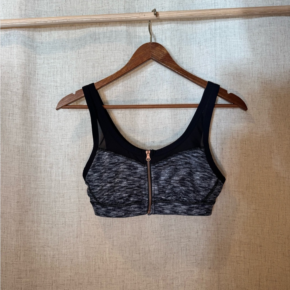 Lululemon Athletica Black and Gray Zip-Front Sports Bra